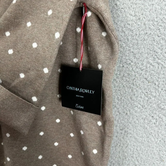 Cynthia Rowley sweater womens plus 1X brown polka dot‎ soft boxy 3/4 sleeve - Picture 3 of 7